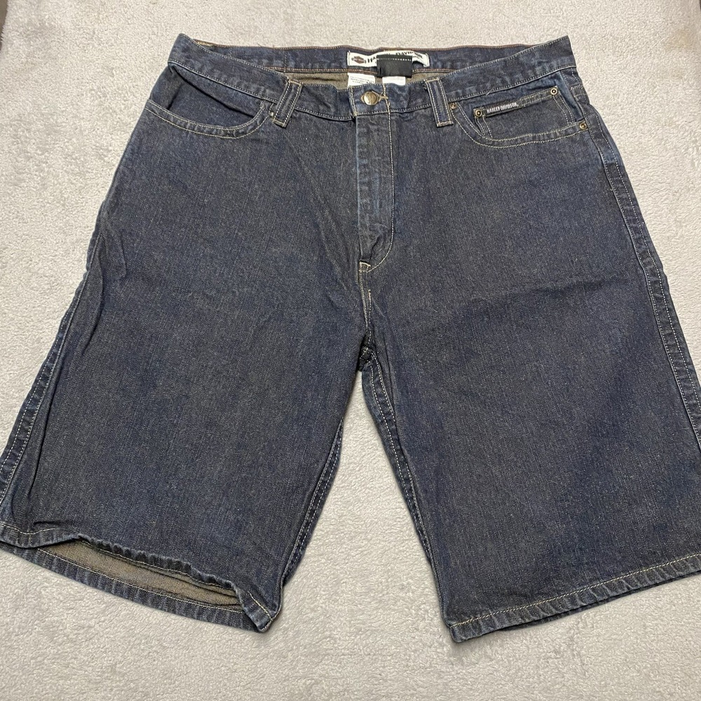 Harley Davidson Denim Shorts Mens 36 Baggy Bike Motorcycle Grunge Y2K
